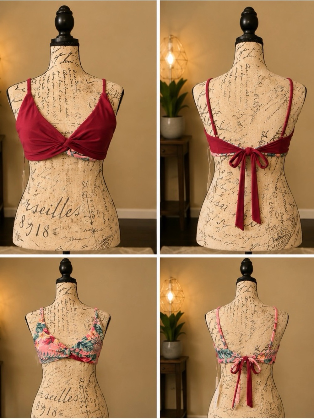 Serei Swim Sovanna Reversible Twist Bikini Top Tropical Berry Size L